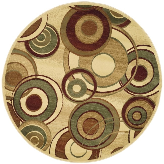 Lyndhurst Collection Circ Ivory/ Multi Rug (7 Round)