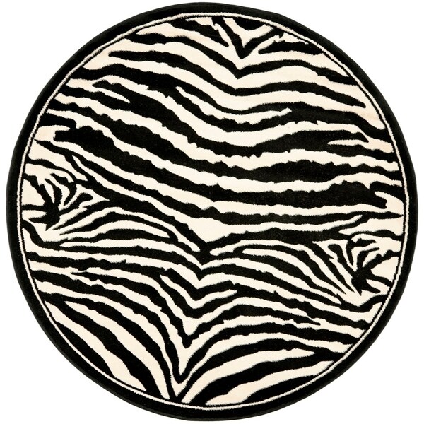 Safavieh Lyndhurst Contemporary Zebra Black/ Ivory Rug - 7' x 7' Round