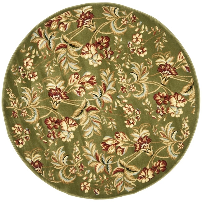 Lyndhurst Collection Floral Sage Rug (7 Round)