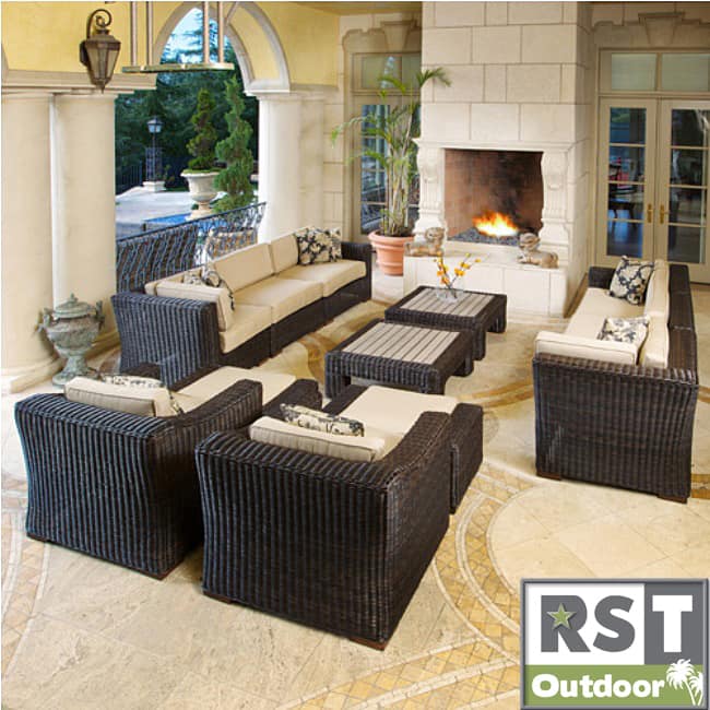RST Resort Collection 'King Deluxe' Espresso 12-piece Rattan Patio Furniture Set
