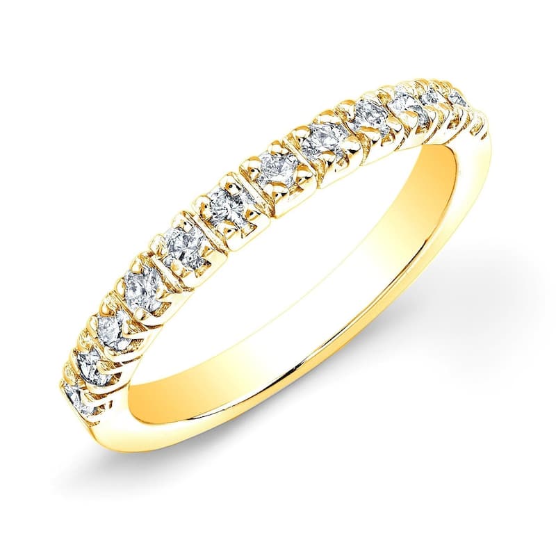 Auriya 14k Gold 2/5ctw Round Diamond Wedding Band (H-I, I1-I2) - Yellow - 4
