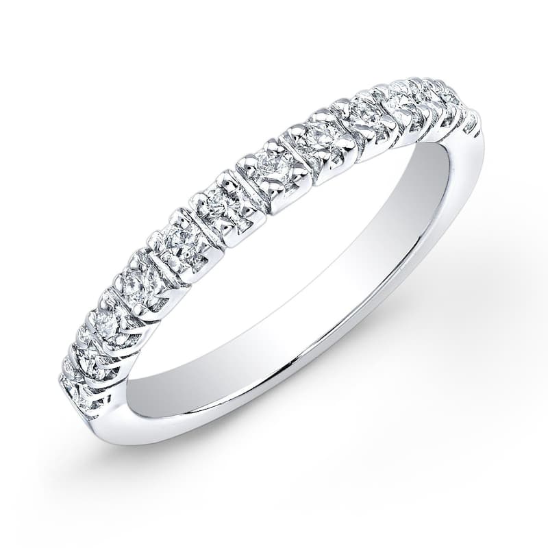 Auriya 14k Gold 2/5ctw Round Diamond Wedding Band (H-I, I1-I2) - White - 4
