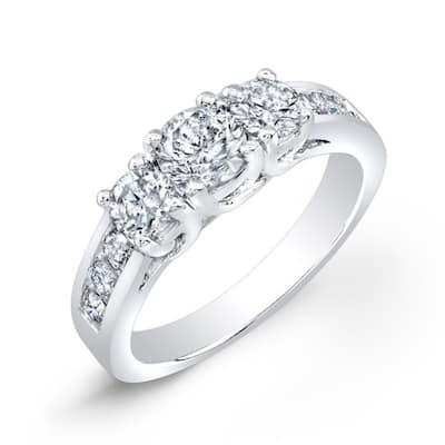 Auriya 14k Gold 1 1/2ct TW Round 3-Stone Diamond Engagement Ring (I-J, I1-I2)