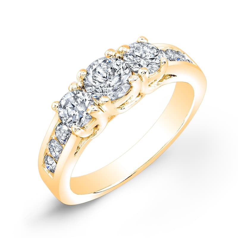 Auriya 14k Gold 1 1/2ct TW Round 3-Stone Diamond Engagement Ring (I-J, I1-I2)