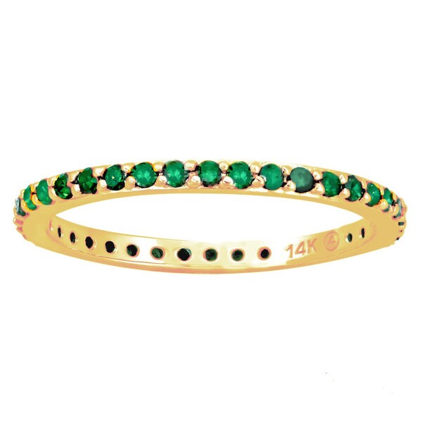 Beverly Hills Charm 14k Yellow Gold 1/2ct TDW Green Diamonds Eternity Stackable Band Ring (Blue)