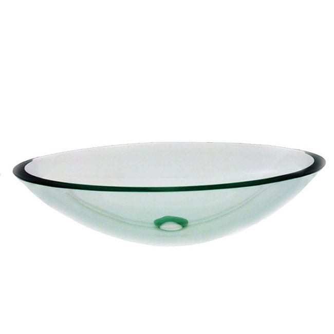 Clear Oval White Glass Vessel Sink