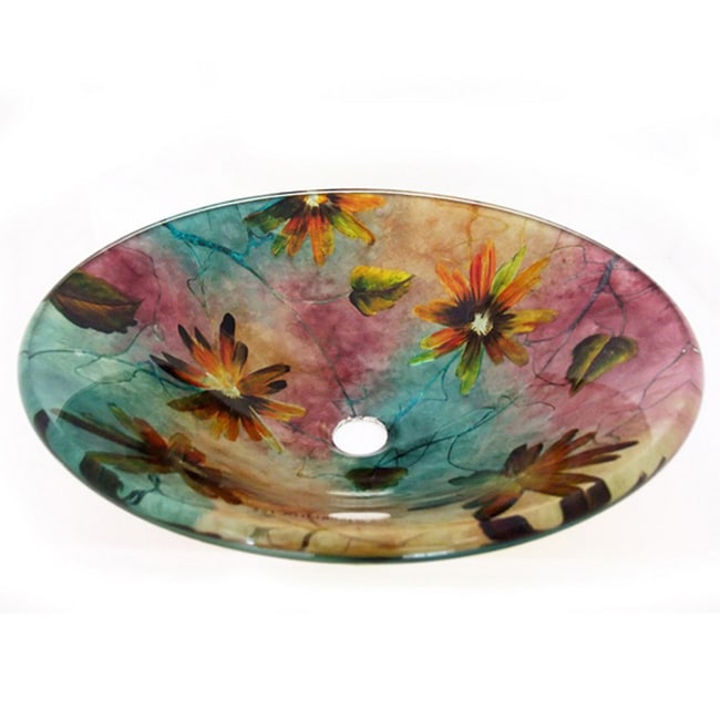 Floral Summer Glass Vessel Sink