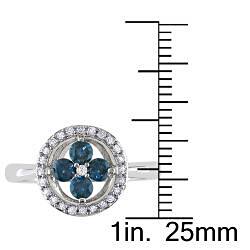 Miadora 14k White Gold 1/2ct TDW Blue and White Diamond Ring