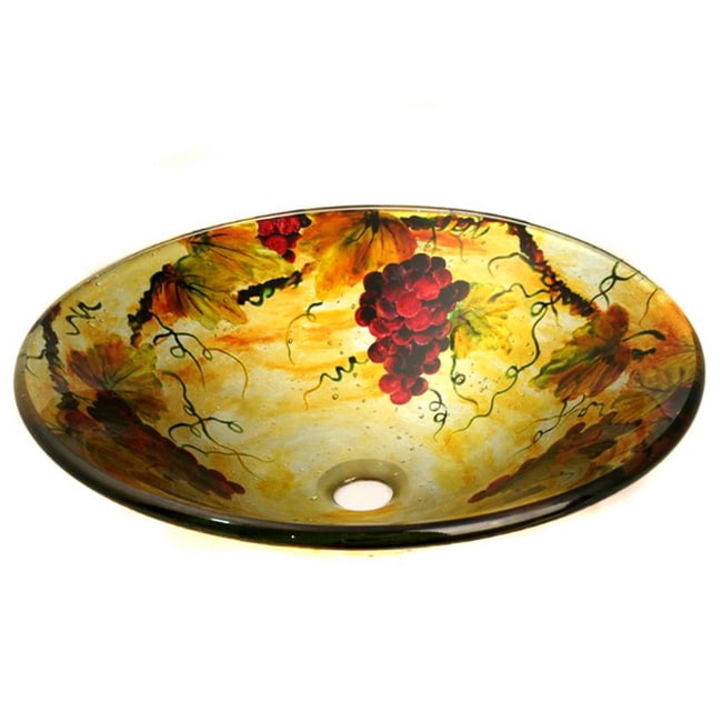 Glass Vino motif Sink Bowl