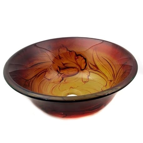 Glass Amber Flower Sink Bowl