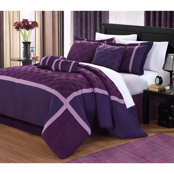 Plum Oversized 8-piece Comforter Set - 14150603 - Overstock.com ...