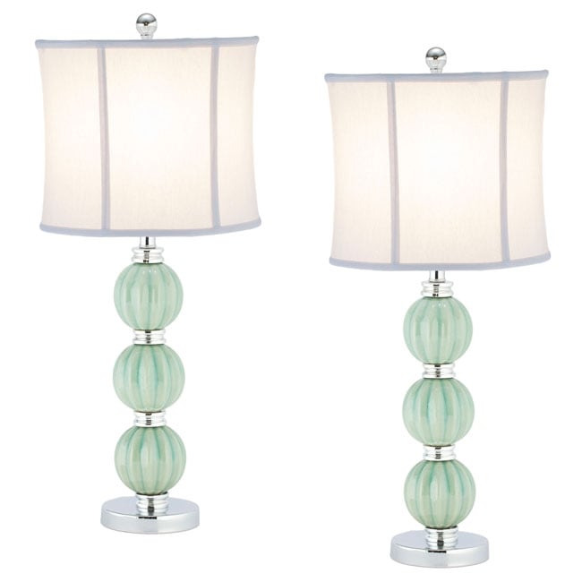 Indoor 1 light Jade Inspired Globes Table Lamps (set Of 2)