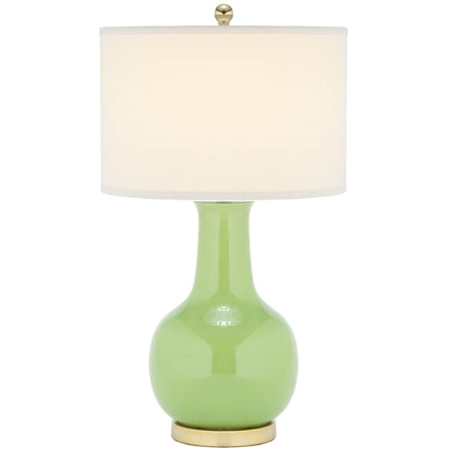 Indoor 1 light Louvre Green Table Lamp