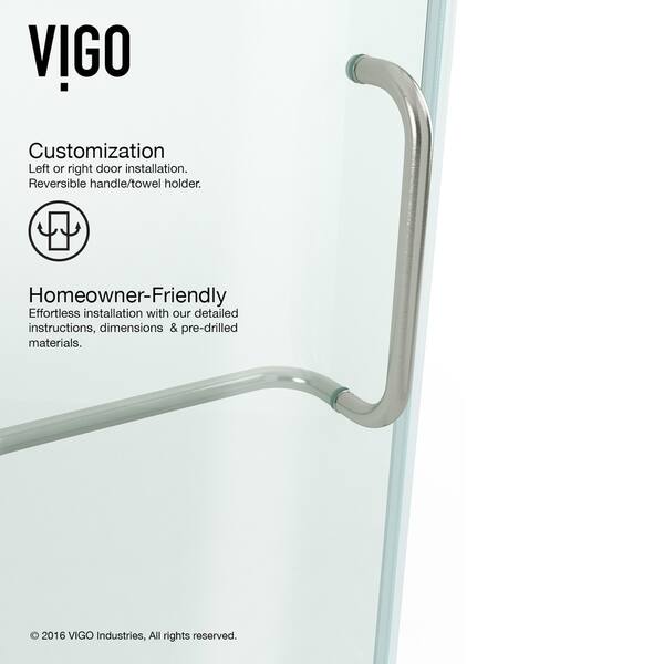 Shop Vigo Pirouette Clear Adjustable Frameless Pivot Shower Door