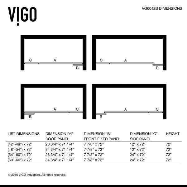 Shop Vigo Pirouette Clear Adjustable Frameless Pivot Shower Door
