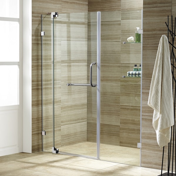 VIGO Pirouette 66-inch Frameless Shower Door .375-in. Clear Glass/Chrome Hardware