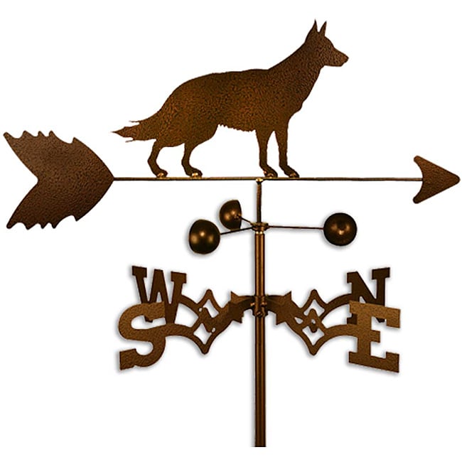 Handmade German Shepherd Dog Copper Weathervane (CoppervienTheme German Shepherd dog  Materials SteelMount style Roof, garden, flat, sideWeatherproof Garden dimensions 60 inches x 21 inches x 21 inches Roof, flat, side dimensions 30 inches x 21 inche