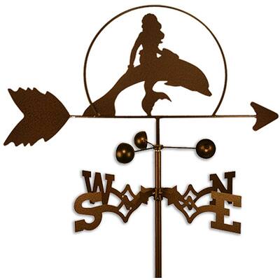 Handmade Mermaid on Dolphin Weathervane