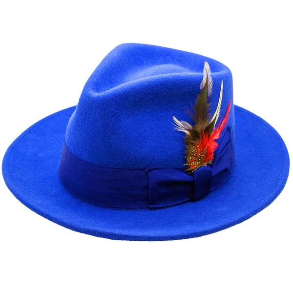 Ferrecci Men's Royal Blue Wool Felt Fedora Hat - Free Shipping On Orders Over $45 - Overstock 