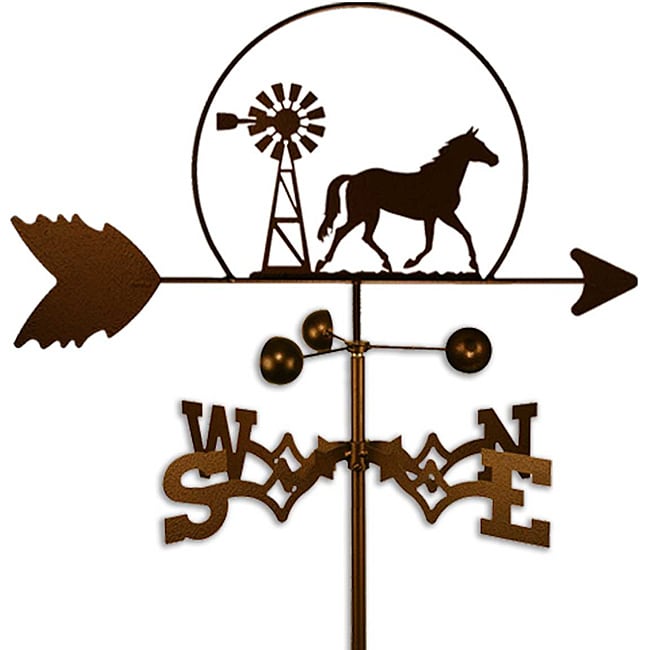 Handmade Equestrian Quarter Horse and Windmill Weathervane