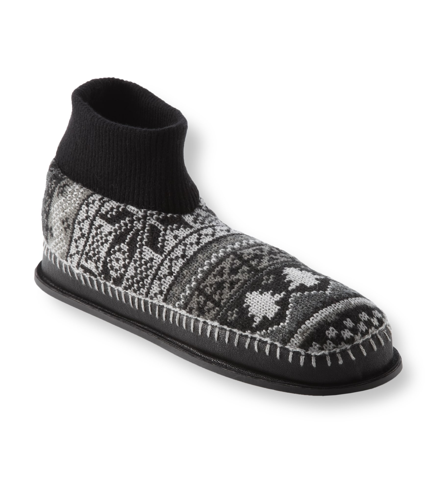 Muk Luks Men's 'Cullen' Black Nordic Knit Ankle Slippers - 14151353 ...