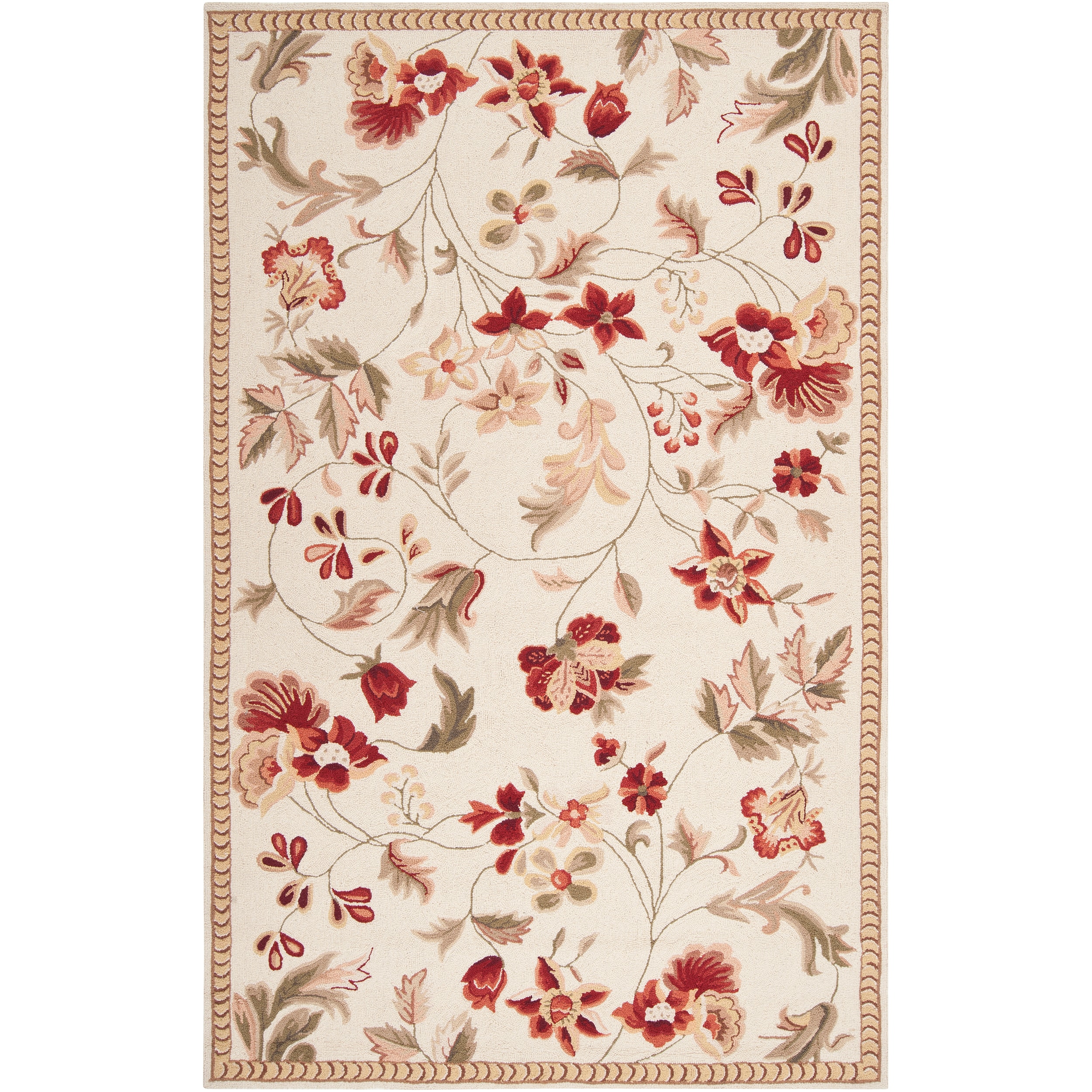 Hand hooked Beige Tesla Wool Rug (36 X 56)