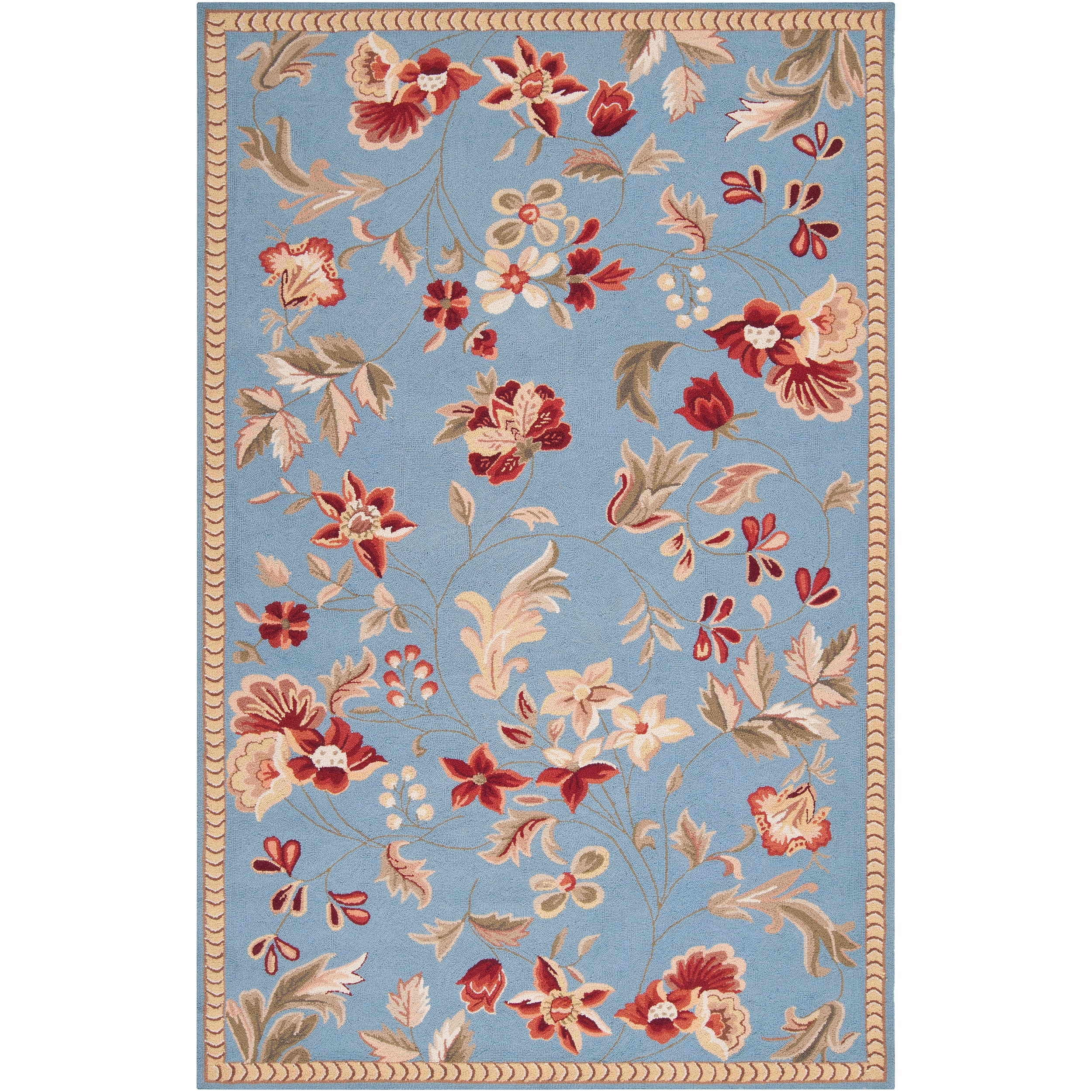 Hand hooked Blue Andre Wool Rug (8 X 10)