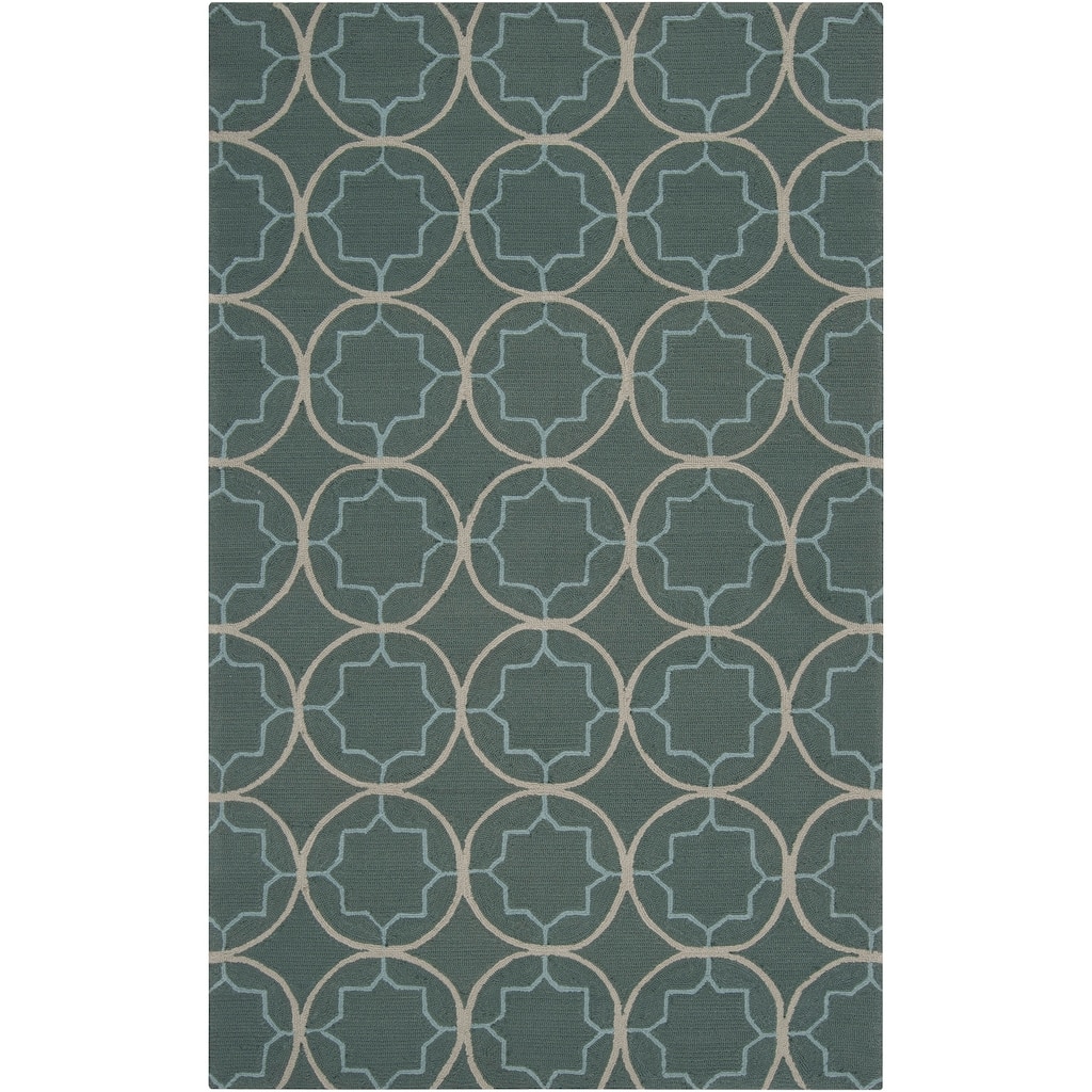 Hand-hooked Gray Petitot Indoor/Outdoor Moroccan Trellis Area Rug - 9' x 12'