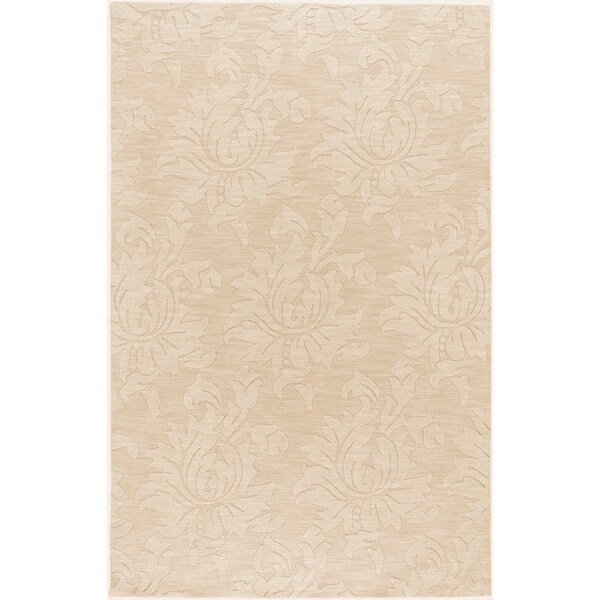 Hand Crafted Solid Ivory Damask Chiro Wool Area Rug 3 X 5 Hand Crafted Solid Ivory Damask Chiro Wool Area Rug 3 X27
