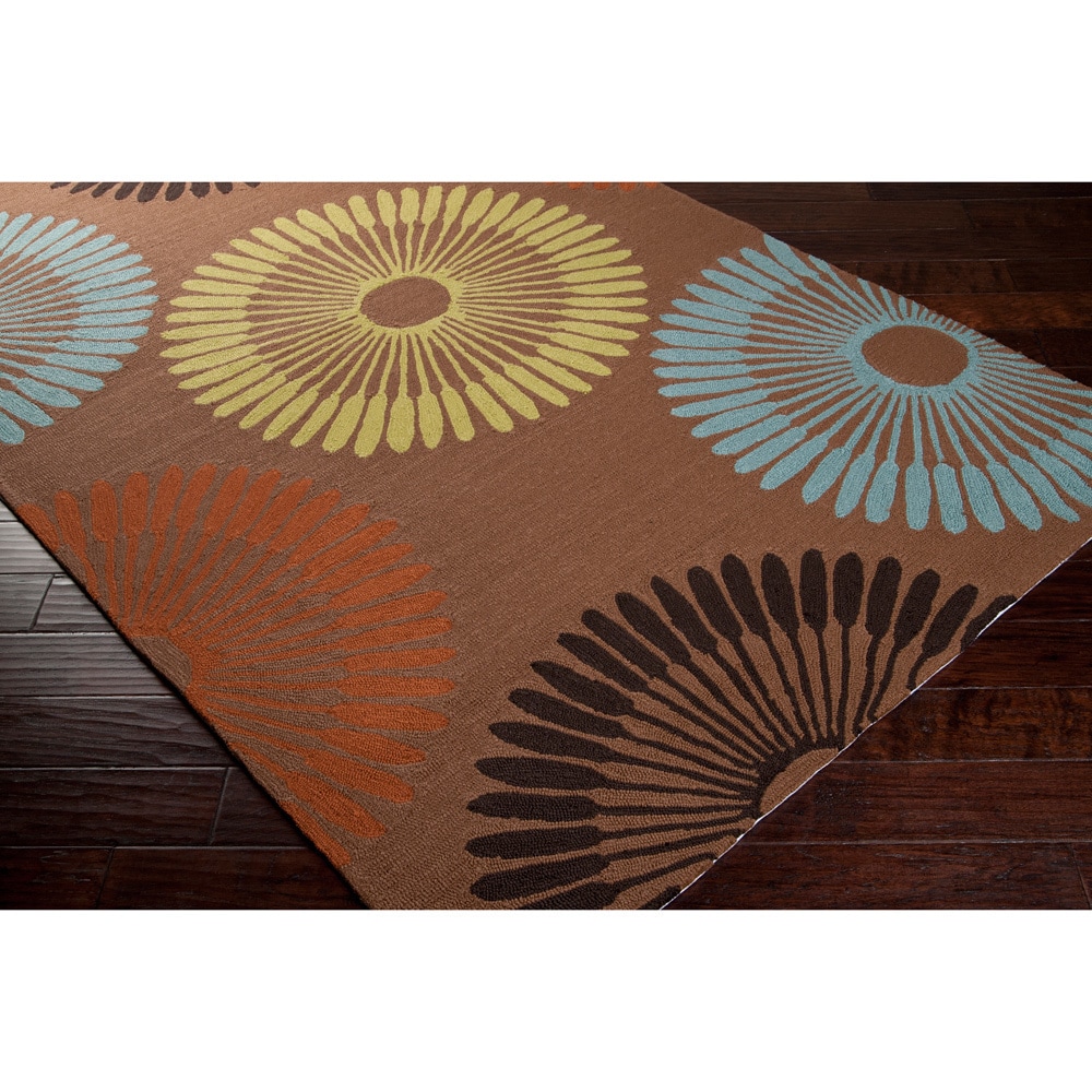 Hand hooked Brown Cadotte Indoor/outdoor Geometric Rug (8 X 10)