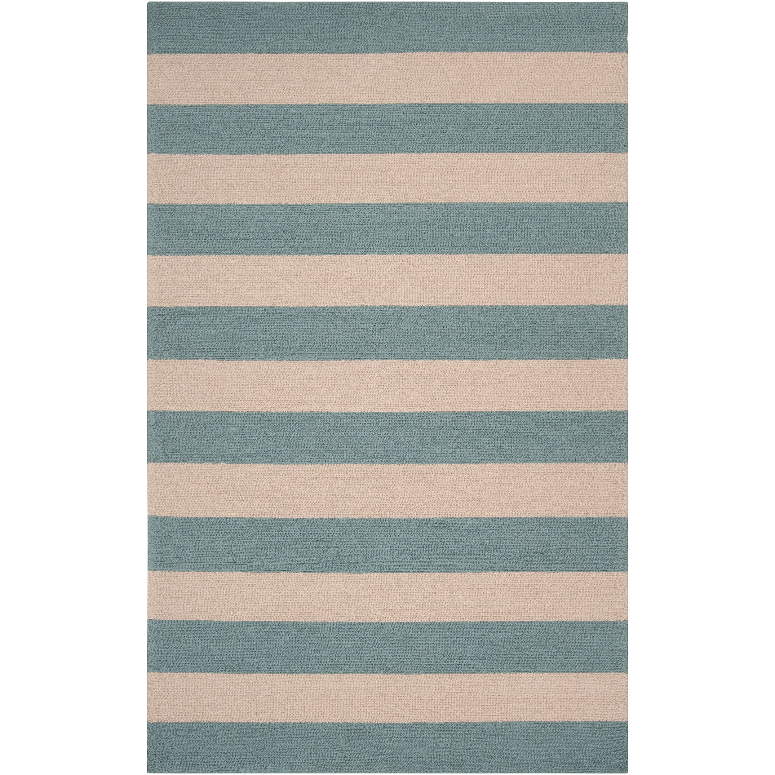 Hand hooked Blue Maligne Indoor Outdoor Stripe Rug 8 x 10 L14151564