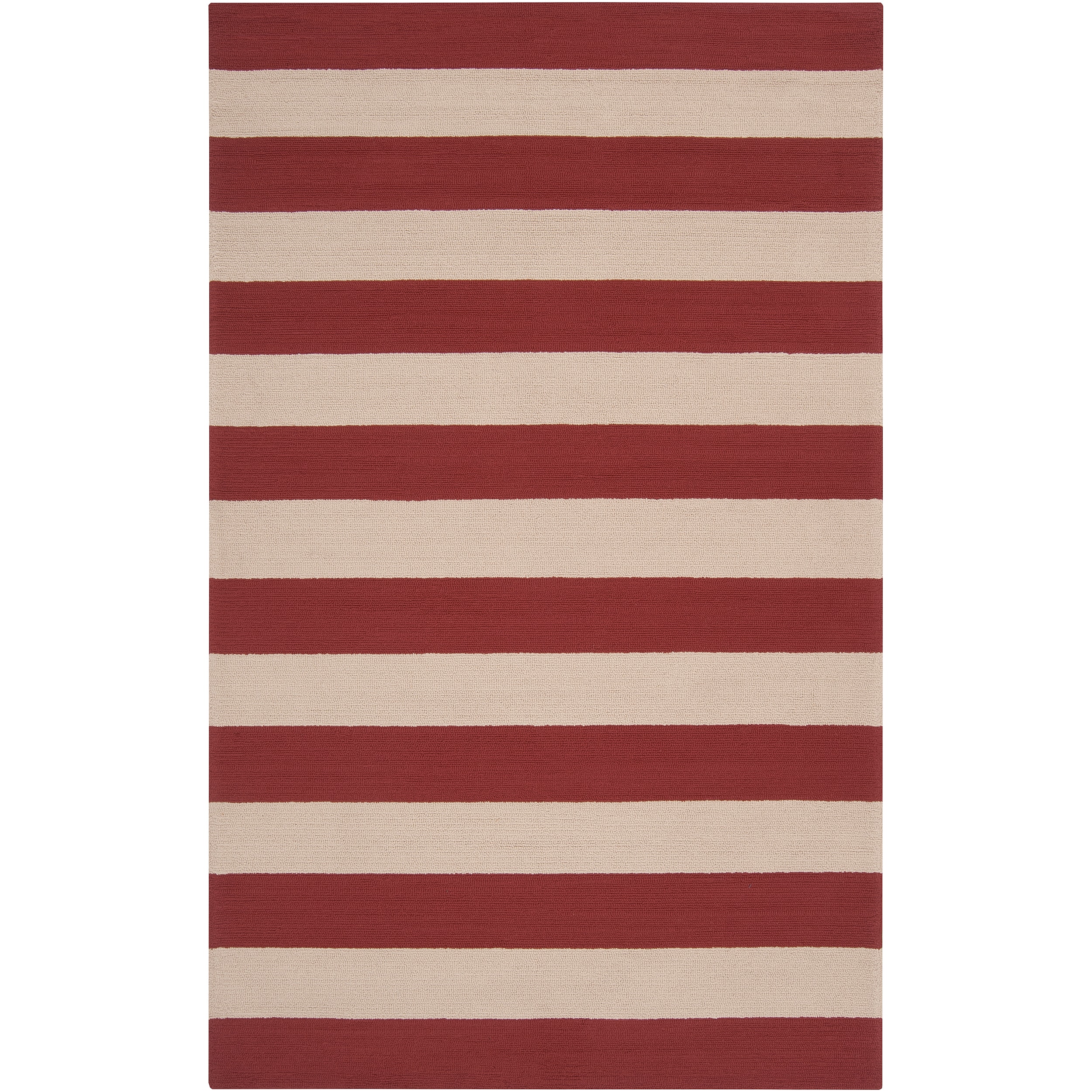 Hand hooked Red Miette Indoor/outdoor Stripe Rug (9 X 12)