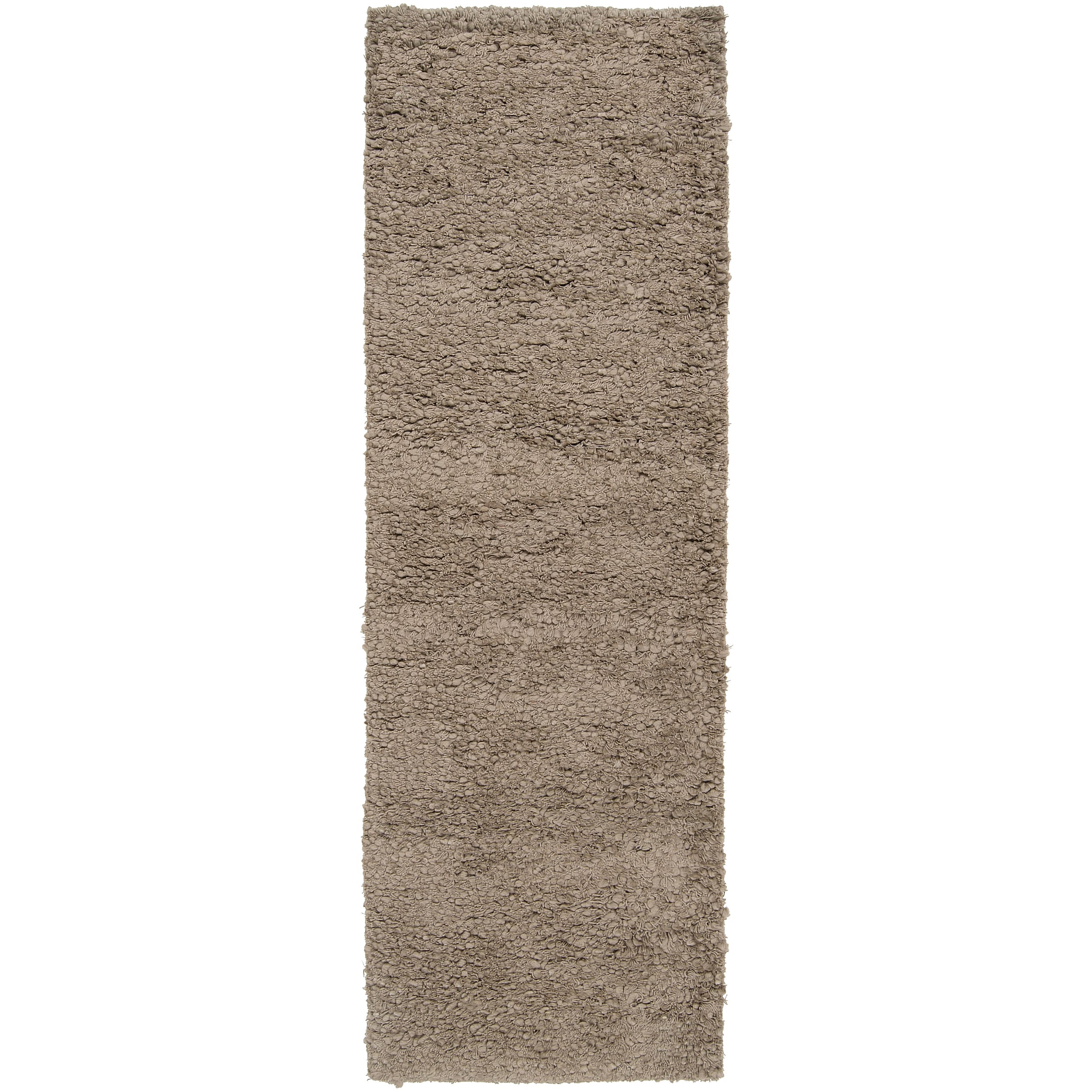 Hand woven Gray Haphe New Zealand Wool Plush Shag Rug (26 X 8)