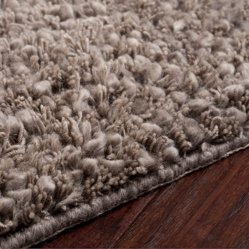 Hand-woven Gray Haphe New Zealand Wool Plush Shag Area Rug - 2'6" x 8' Runner - 2'6" x 8' Runner