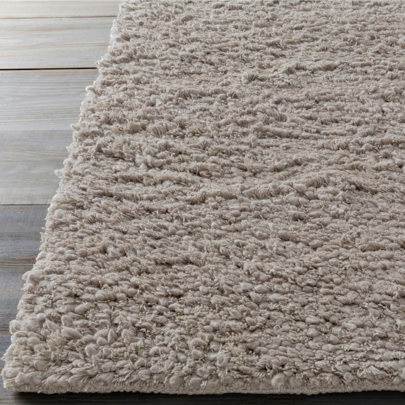Hand-woven Gray Haphe New Zealand Wool Plush Shag Area Rug - 2'6" x 8' Runner - 2'6" x 8' Runner