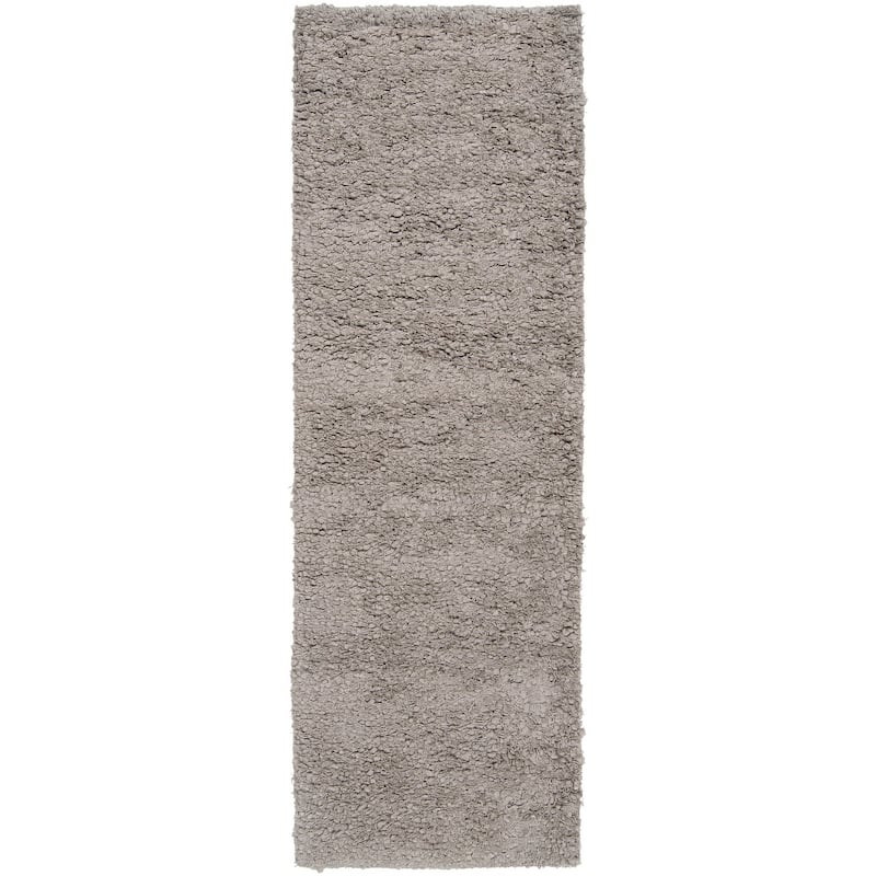 Hand-woven Gray Haphe New Zealand Wool Plush Shag Area Rug - 2'6" x 8' Runner - 2'6" x 8' Runner