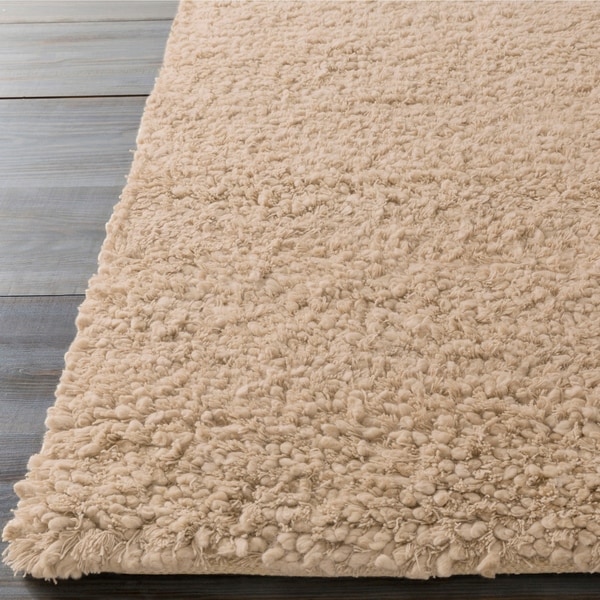 Hand-woven Tan Hamart New Zealand Wool Plush Shag Area Rug - 9' x 13'