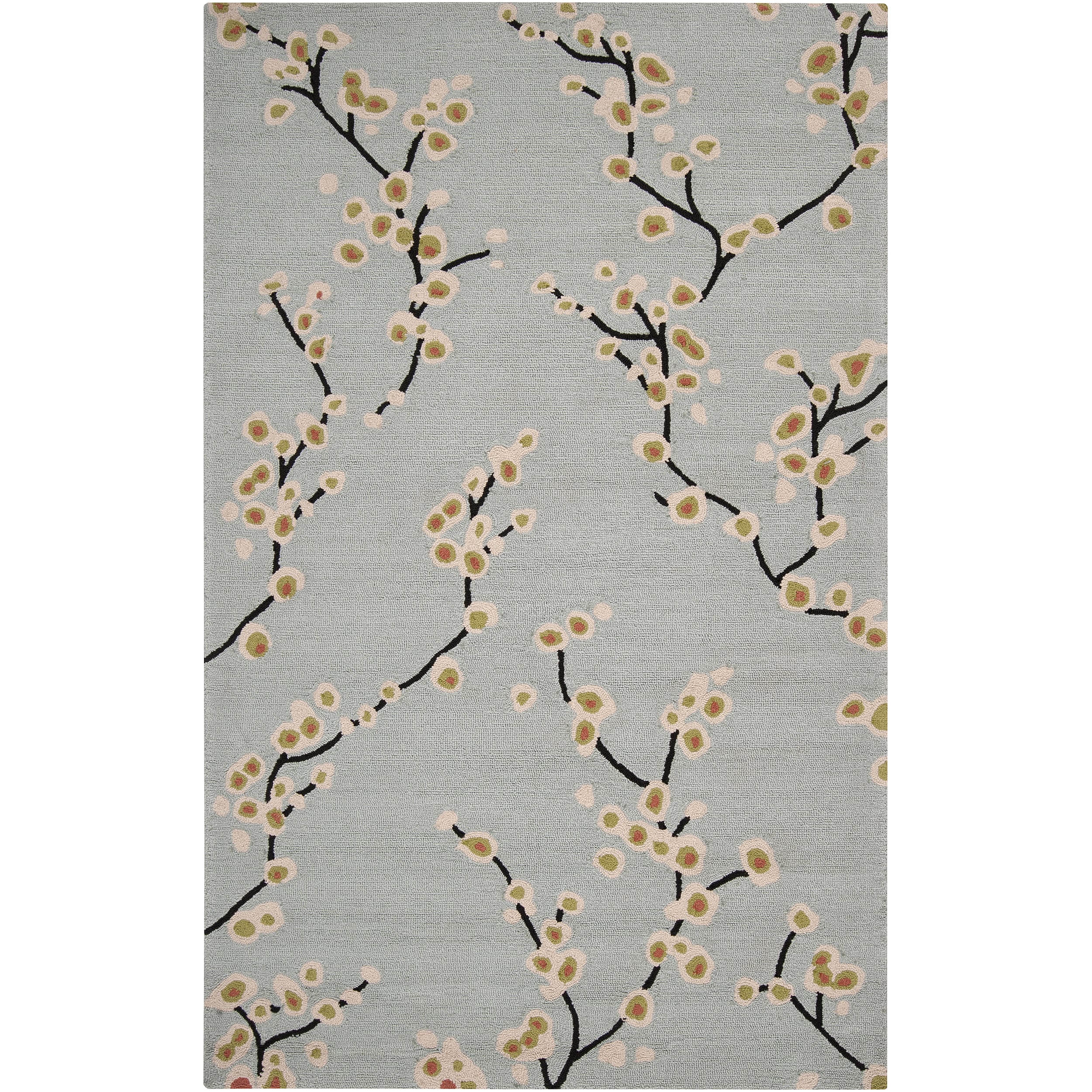 Hand hooked Gray Scotia Indoor/outdoor Floral Rug (8 X 10)