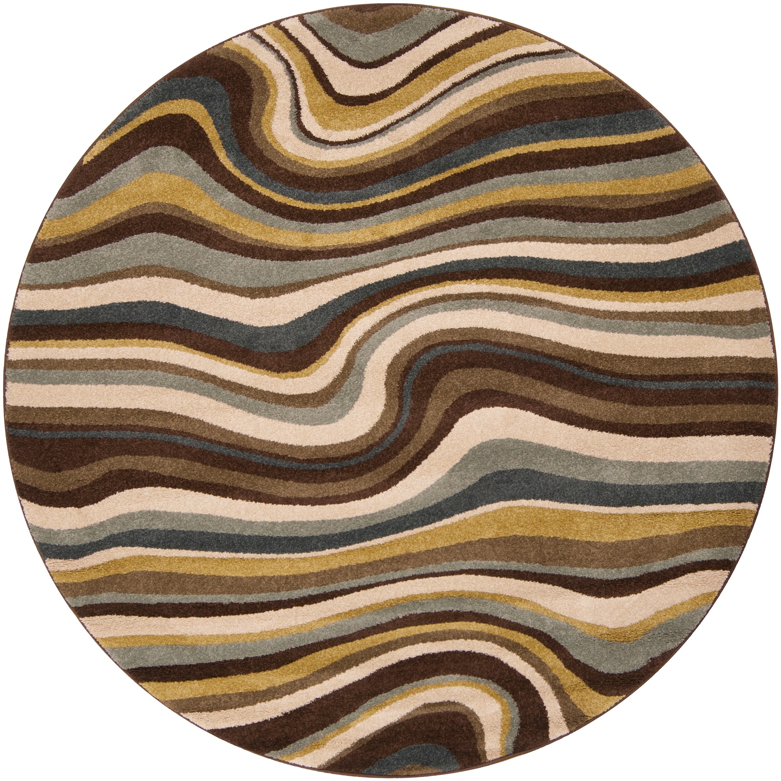 Contemporary Multi Colored Stripe Studio Abstract Area Rug (6'7 Round) Free Shipping Today