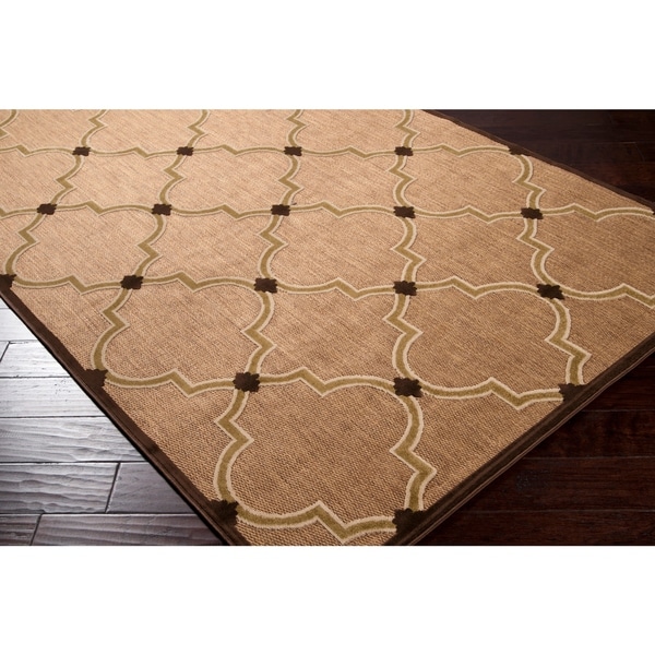 Woven Tan Remington Indoor/Outdoor Moroccan Lattice Area Rug - 2'6 x 7'10