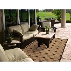 Woven Tan Portera Indoor/Outdoor Moroccan Lattice Rug (8'8 x 12') Surya 7x9   10x14 Rugs