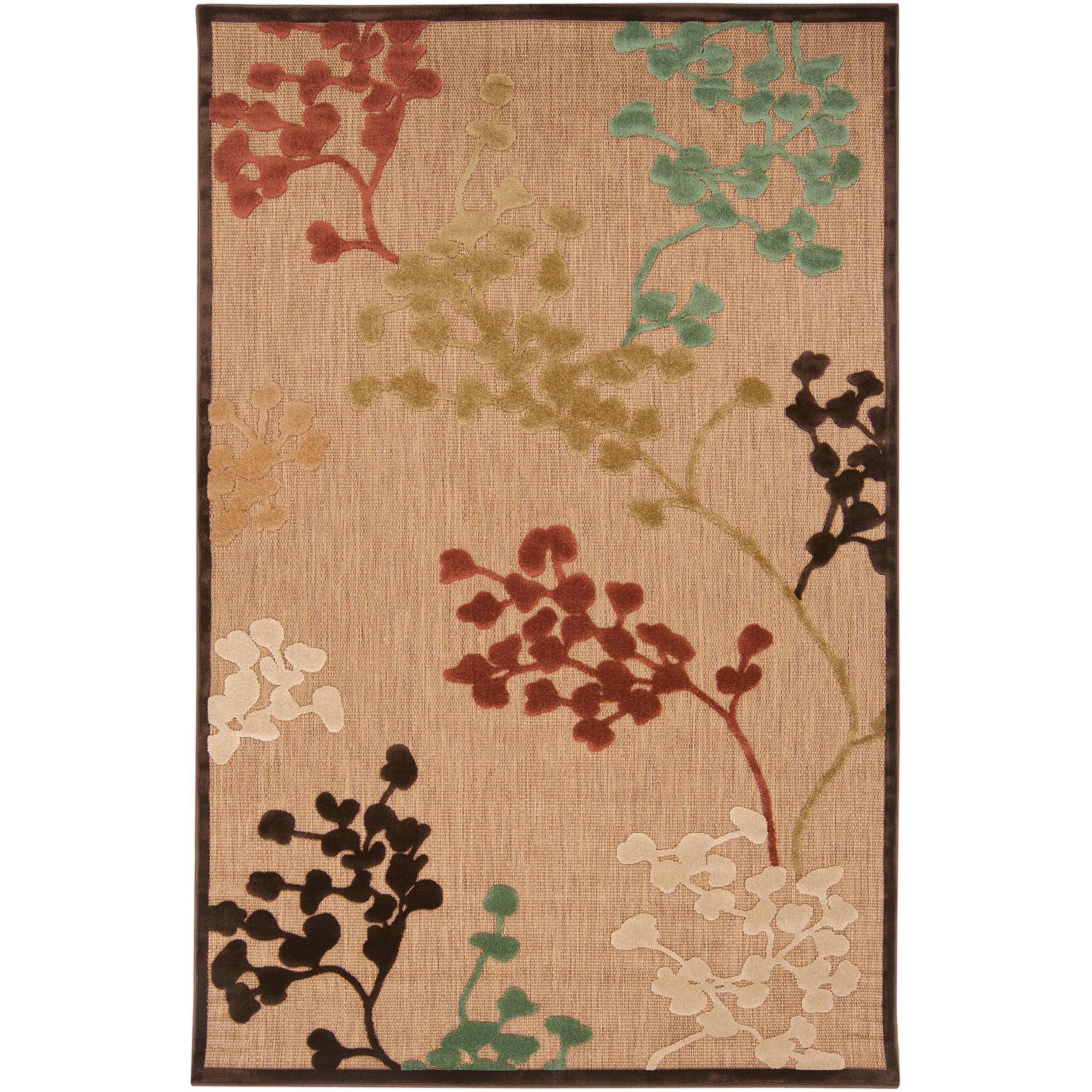 Woven Brown Zynx Indoor/outdoor Floral Rug (39 X 58)