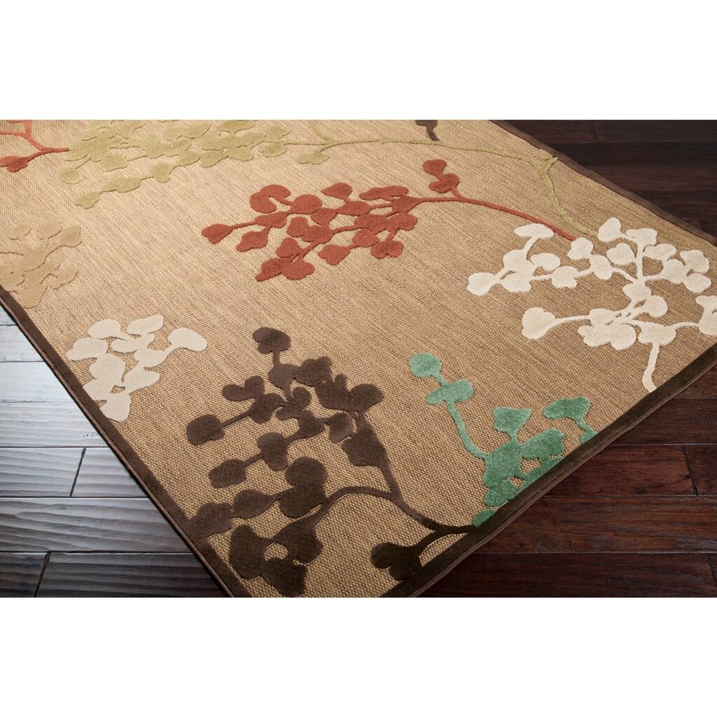 Woven Brown Zyn x Indoor/Outdoor Floral Area Rug - 2'6" x 7'10" Runner