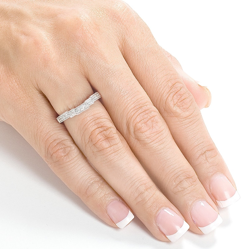 Annello by Kobelli 14k White Gold 1/4ct TDW Diamond Curved Wedding Band