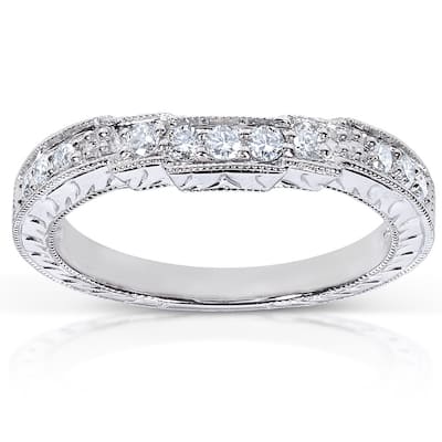 Annello by Kobelli 14k White Gold 1/4ct TDW Diamond Curved Wedding Band
