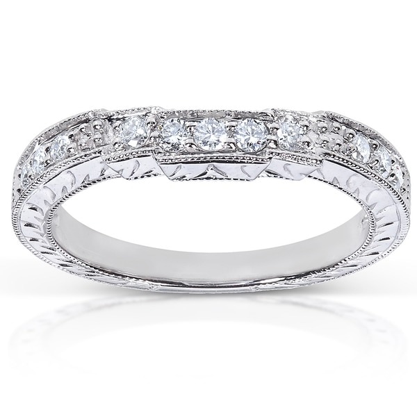 Annello by Kobelli 14k White Gold 1/4ct TDW Diamond Curved Wedding Band