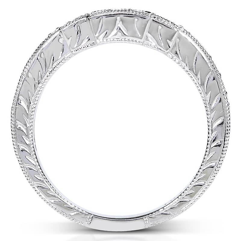 Annello by Kobelli 14k White Gold 1/4ct TDW Diamond Curved Wedding Band