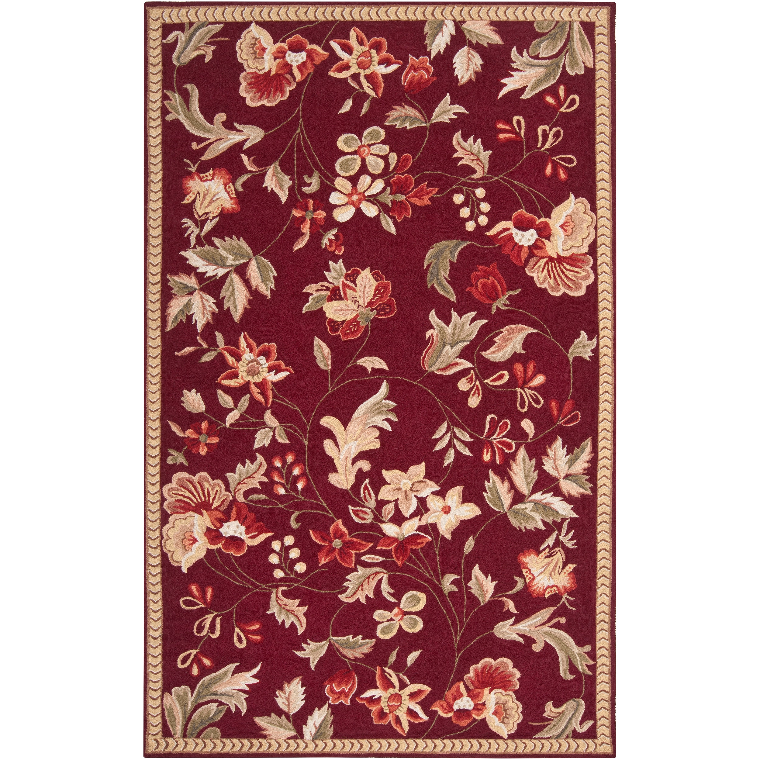 Hand hooked Red Amedeo Wool Rug (5 X 8)