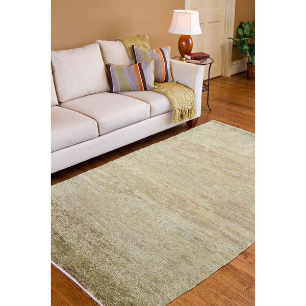 Illyengo-913 Handwoven Green Natural-Fiber Hemp Rug