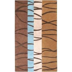 B. Smith Hand tufted Contemporary Brown Stripe Kakorr New Zealand Wool Abstract Rug (3'3 x 5'3) Surya 3x5   4x6 Rugs